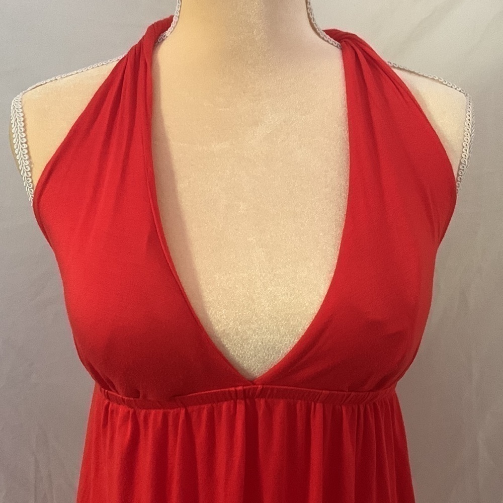 Lush Red Sleeveless V-Neck Long Maxi Casual Dressy Dress Size M - Picture 2 of 15